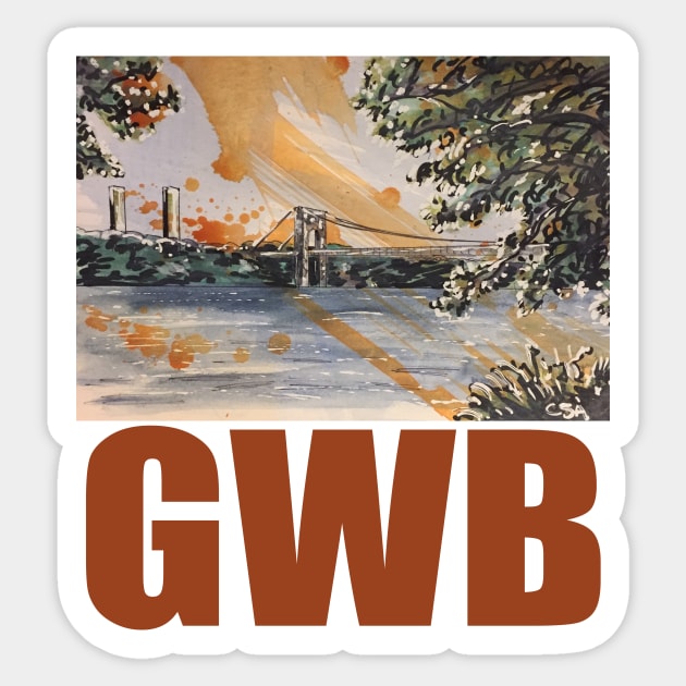 GWB (George Washington Bridge, Washington Heights, Riverside Park, NY, NY) Sticker by MasterpieceArt